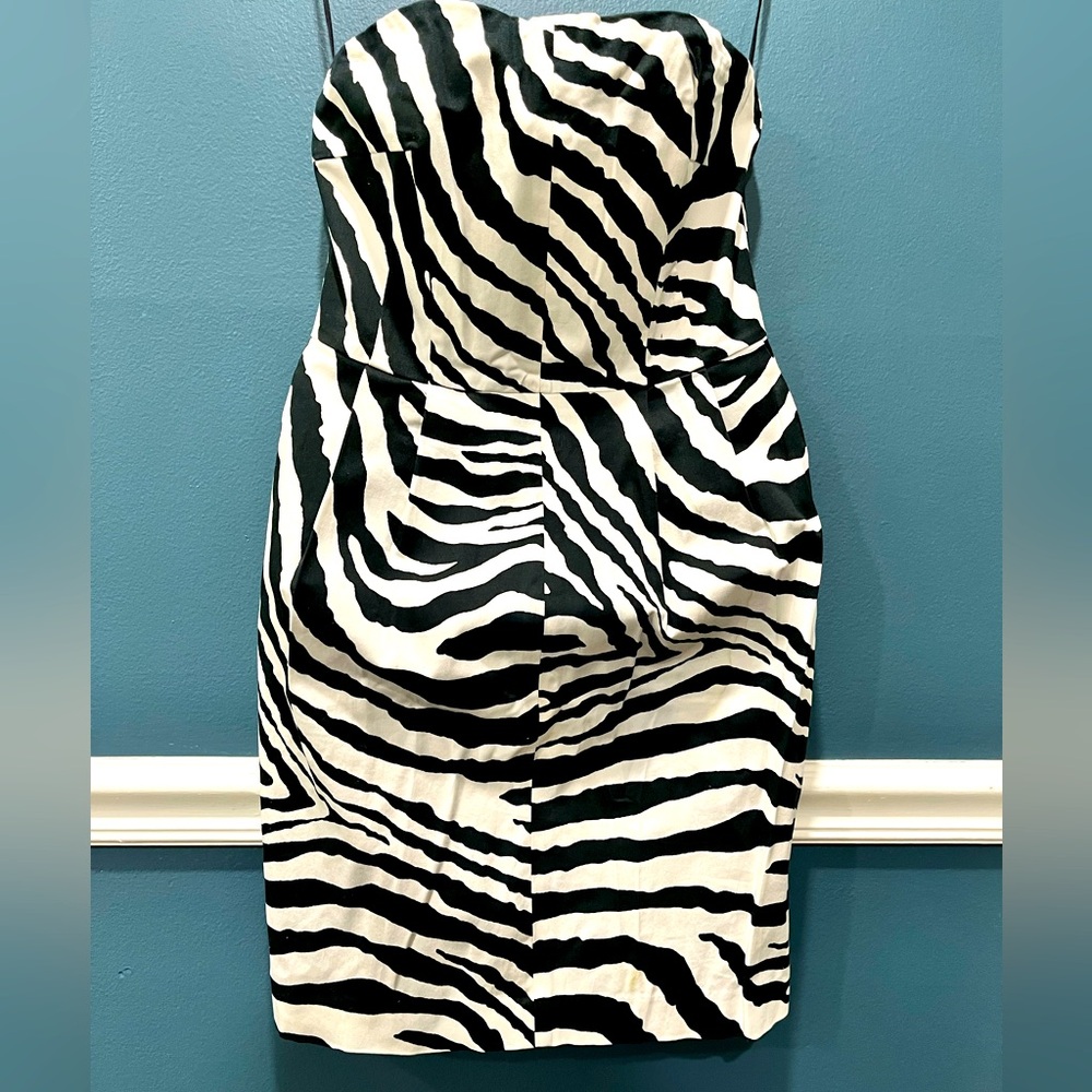 Express. Strapless zebra dress. Side small. Used. Excellent condition.